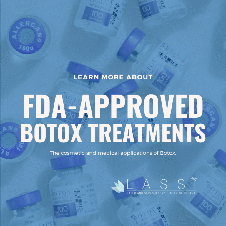 image of Botox vials with text overlay reading FDA-approved Botox Treatment for cosmetic and medical applications